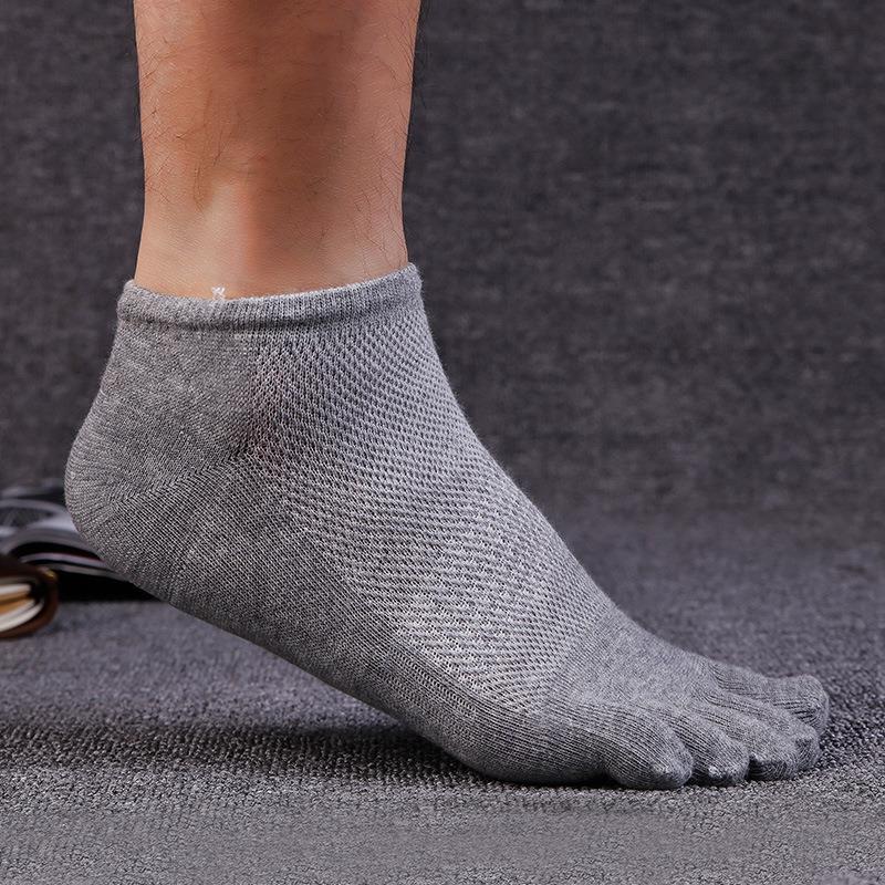 Men's Cotton Summer Short Tube Thin Socks Toe Socks Mesh Breathable