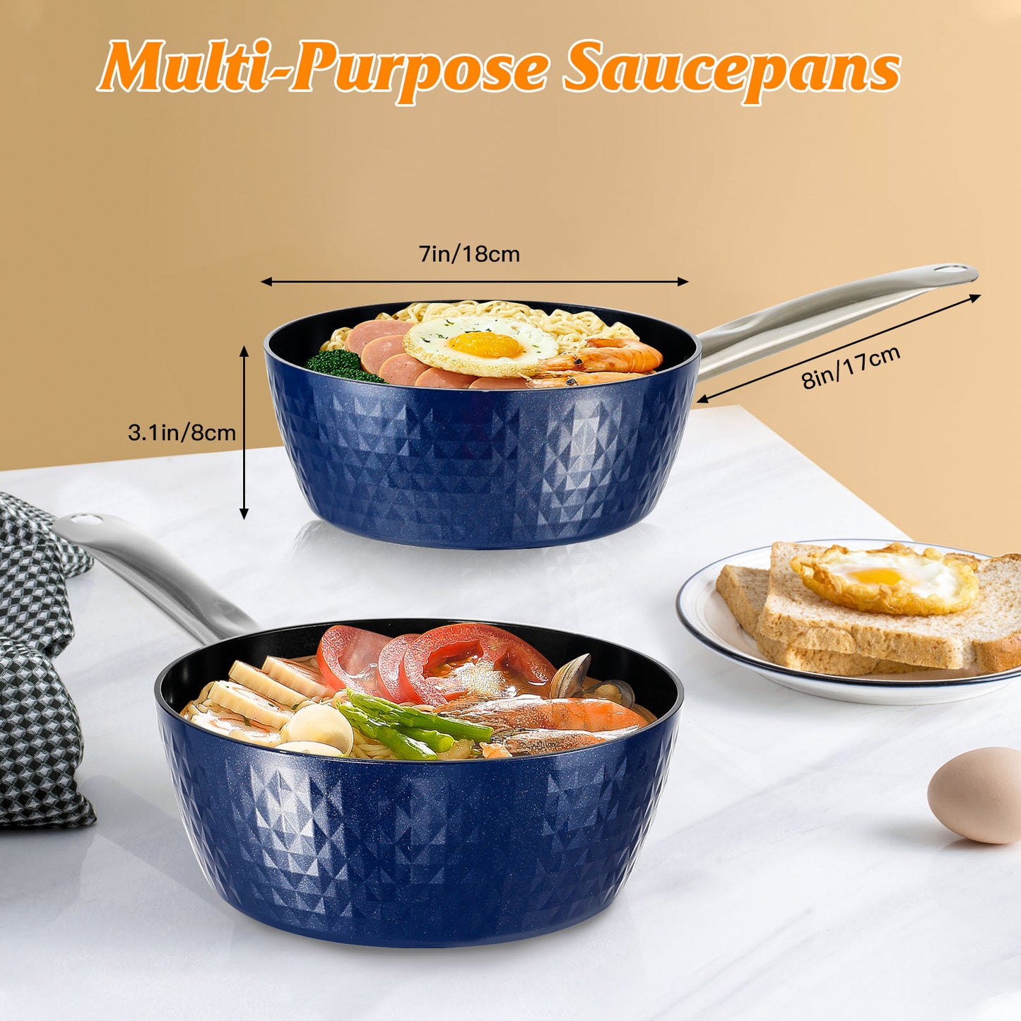 Induction Saucepan With Lid, 20cm 1.8L Milk Pan Non Stick Saucepan, Aluminum Ceramic Coating Cooking Pot - PFOA Free With Stainless Steel Handle, Suitable For All Hobs Types, Amazon Banned
