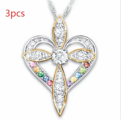 Colgante de cruz en forma de corazón de amor de moda