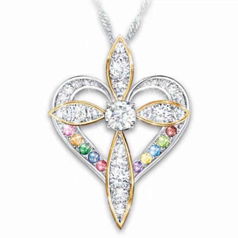 Colgante de cruz en forma de corazón de amor de moda