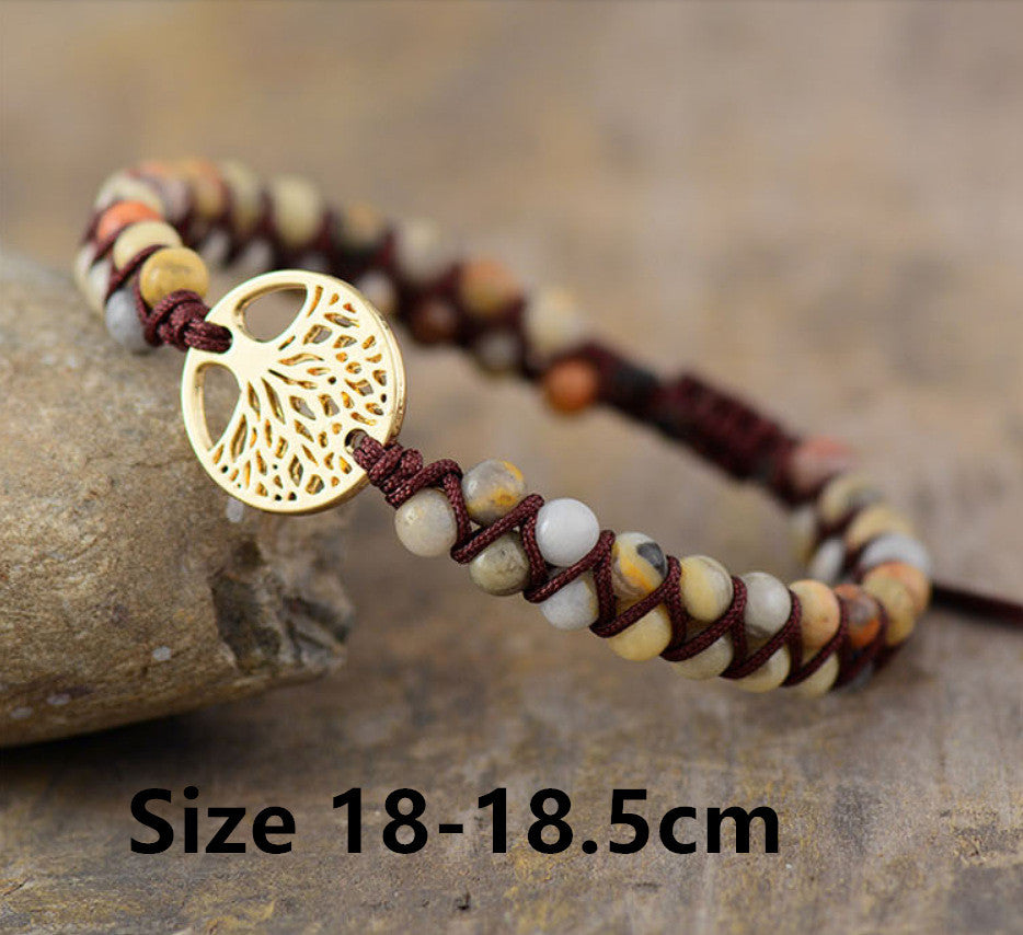 Pulsera para amantes de la amistad de Yoga tejida a mano con cuentas de ágata Natural de pino africano Árbol de la vida