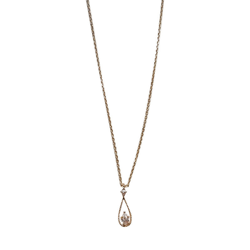 Women's French Delicate Water Drop Zircon Necklace