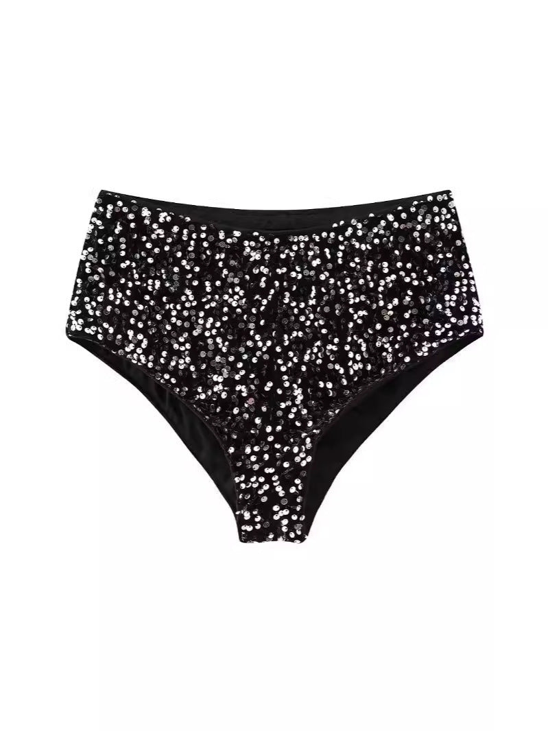 Street Style Sequin Slim Fit Slimming Versatile Shorts