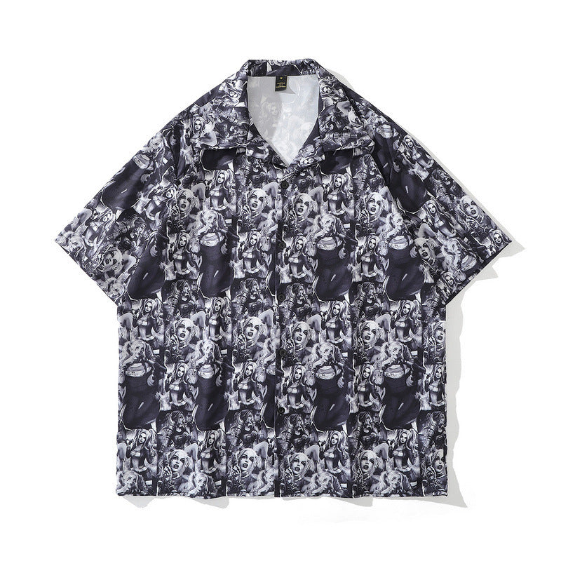 American Street Hip-hop Animal Full Print Short Sleeve Shirt Man