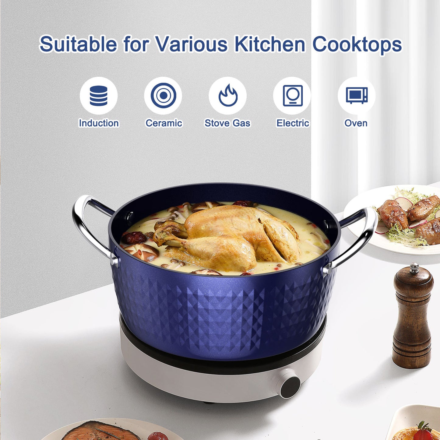 Casserole Dish, Induction Saucepan With Lid, 24cm 2.2L Stock Pots Non Stick Saucepan, Aluminum Ceramic Coating Cooking Pot Free, Suitable For All Hobs Types, Amazon Banned