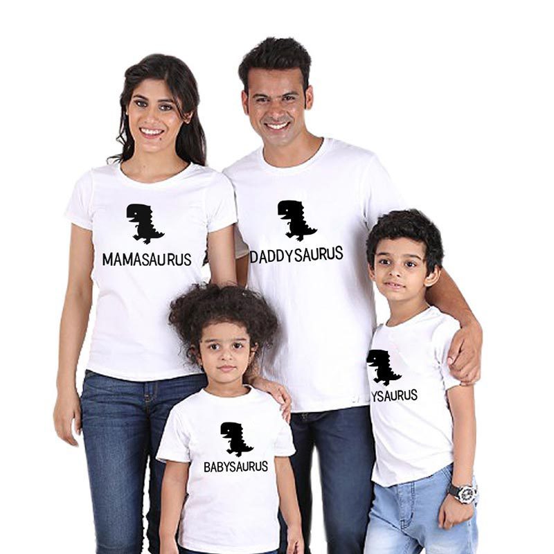Valentine's Day Parent-child Wear Mom Dad Short Sleeve Shirt Cute Dinosaur Print Mother-child Suit Boy T Children Short Sleeve