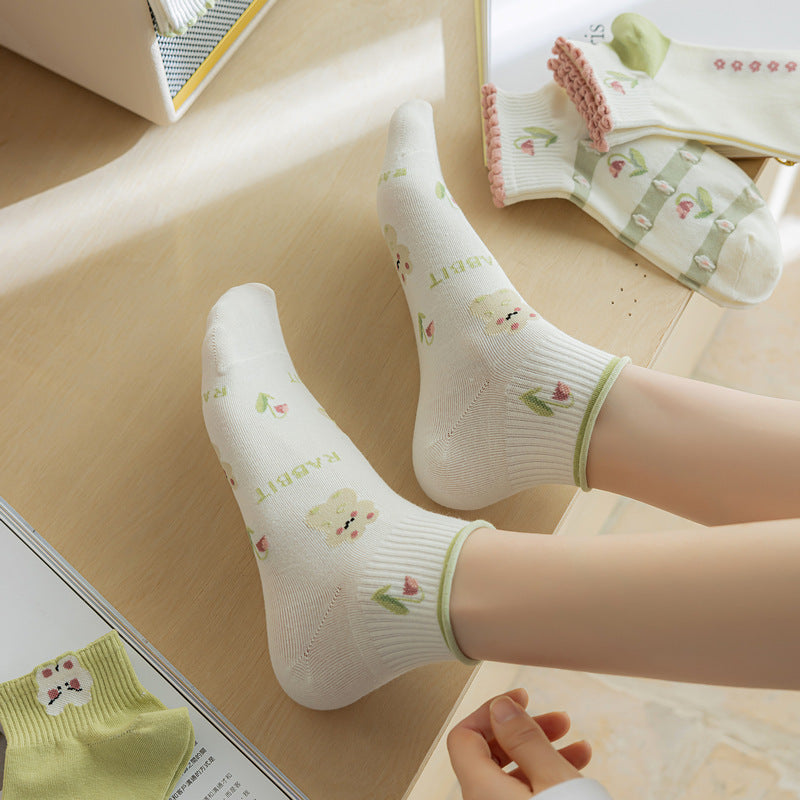 Women's Fashion Casual Combed Cotton Short Tube Socks