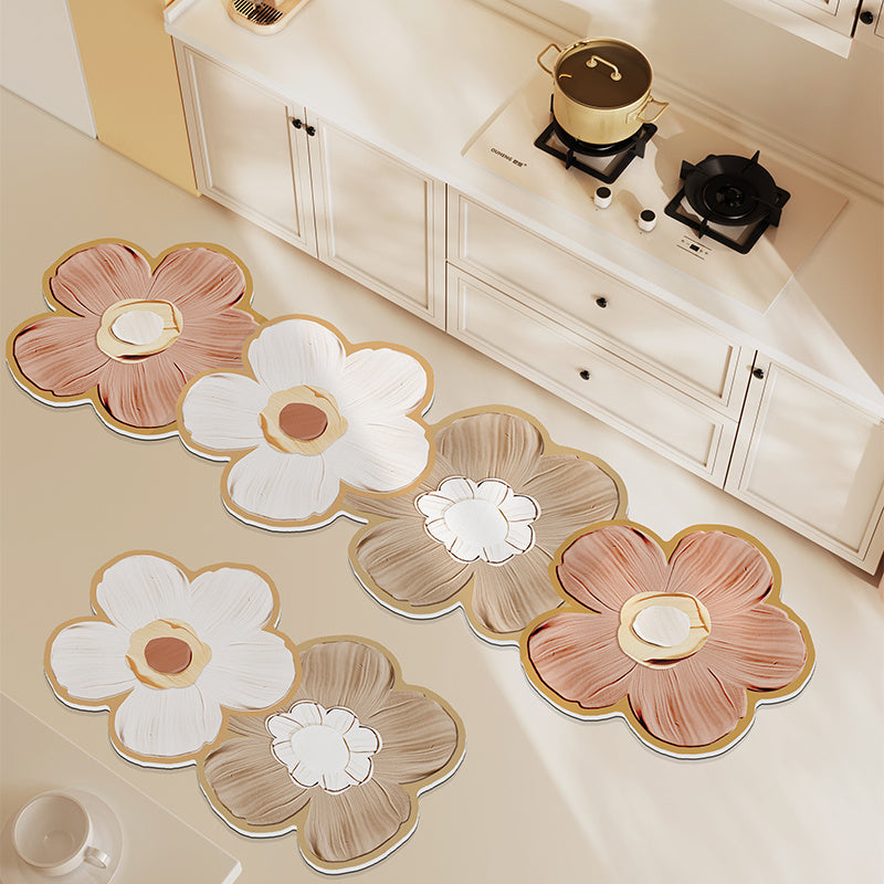 Floral Long Kitchen Floor Mat Non-Slip Wipeable Washable