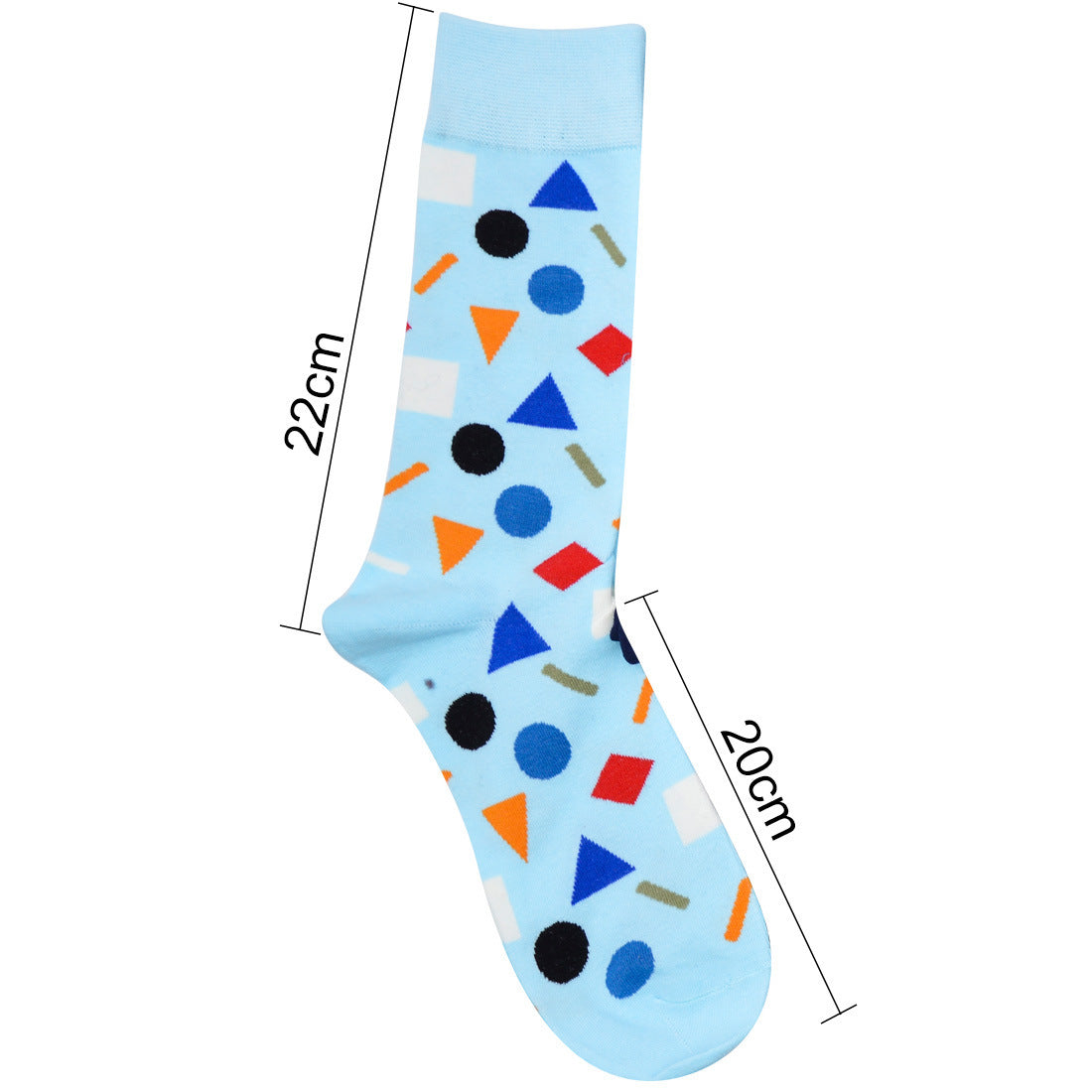Geometric Contrast Color Men's Cotton Long Socks