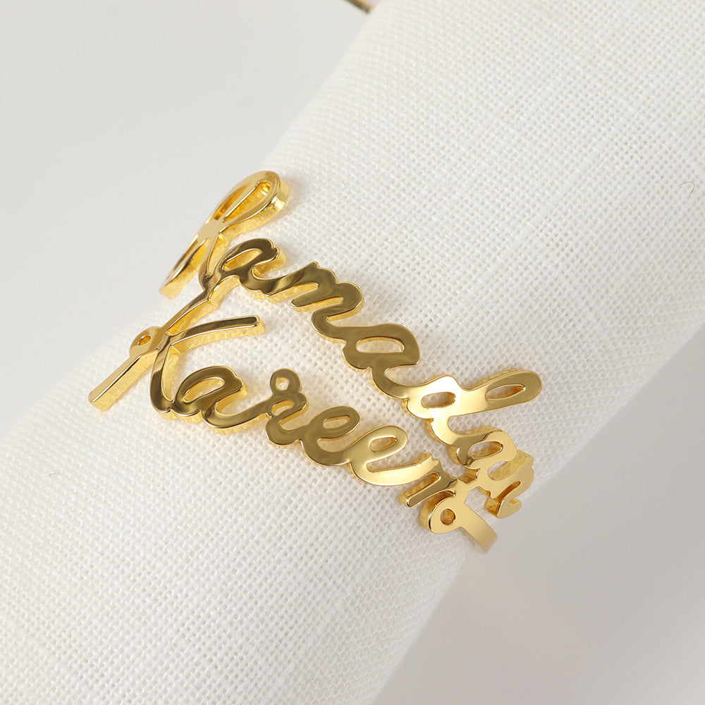 Creative New Auspicious Letters Napkin Ring Gold Alloy Decoration Napkin Ring
