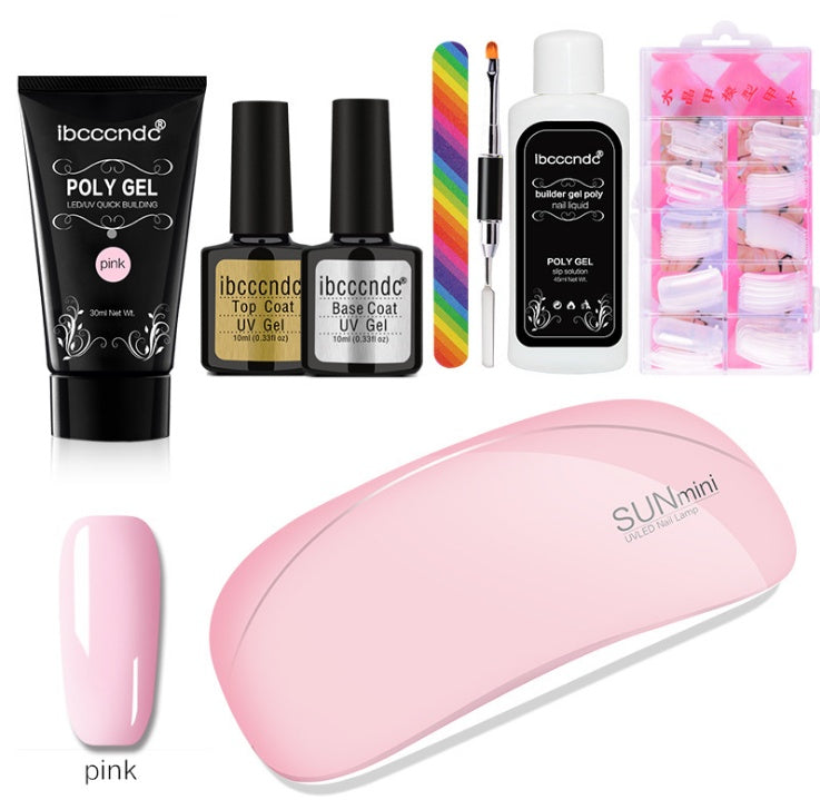 Extensión rápida e indolora del pegamento de cristal + caja de 100 piezas con cristal de uñas escalado