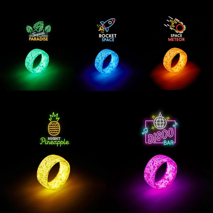 Anillo de resina luminoso de moda