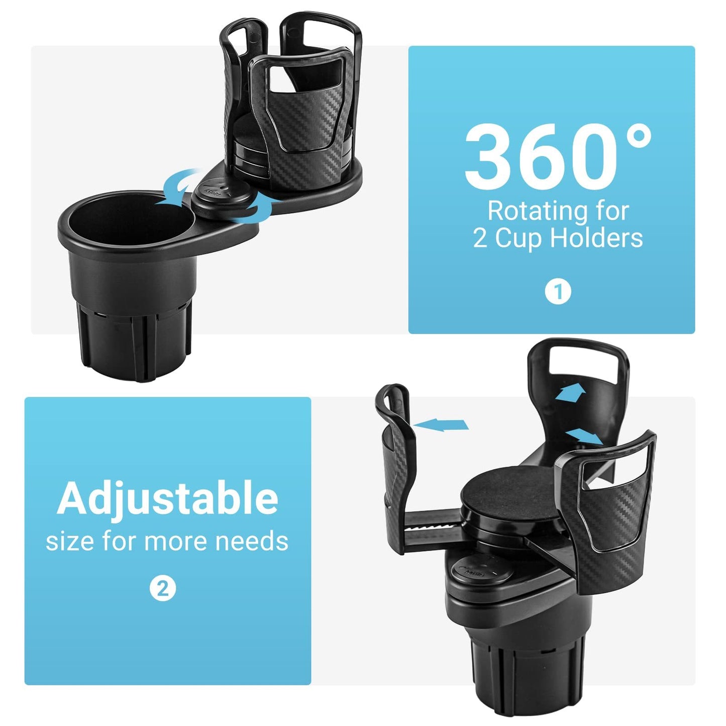Soporte para botella de beber de coche 360 grados soporte giratorio para taza de agua gafas de sol organizador de teléfono almacenamiento accesorios interiores de coche