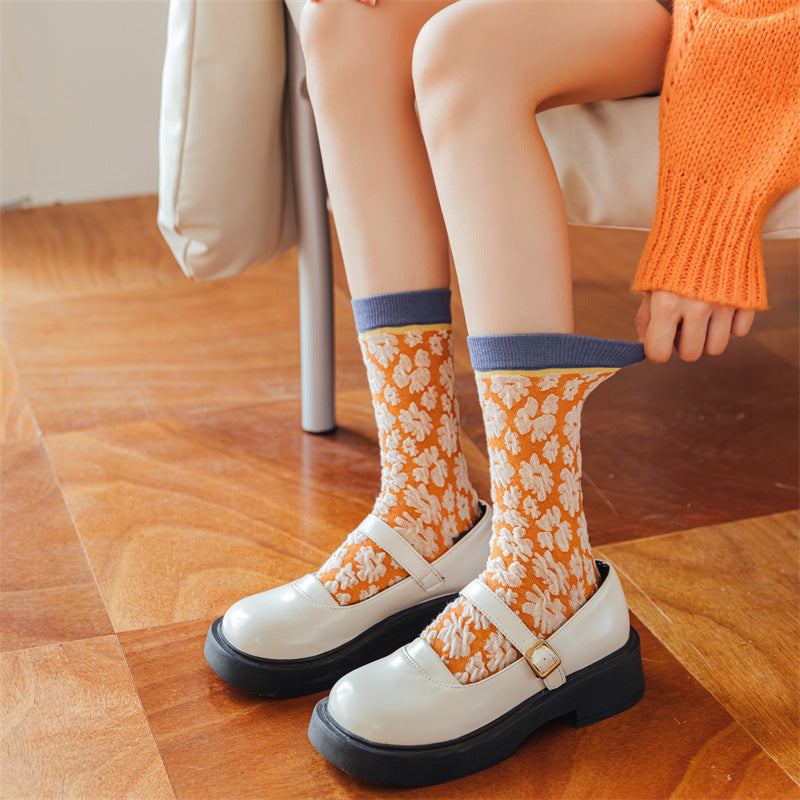 Three-dimensional Embossed Japanese Korean Version Of The Long Pile Of Socks