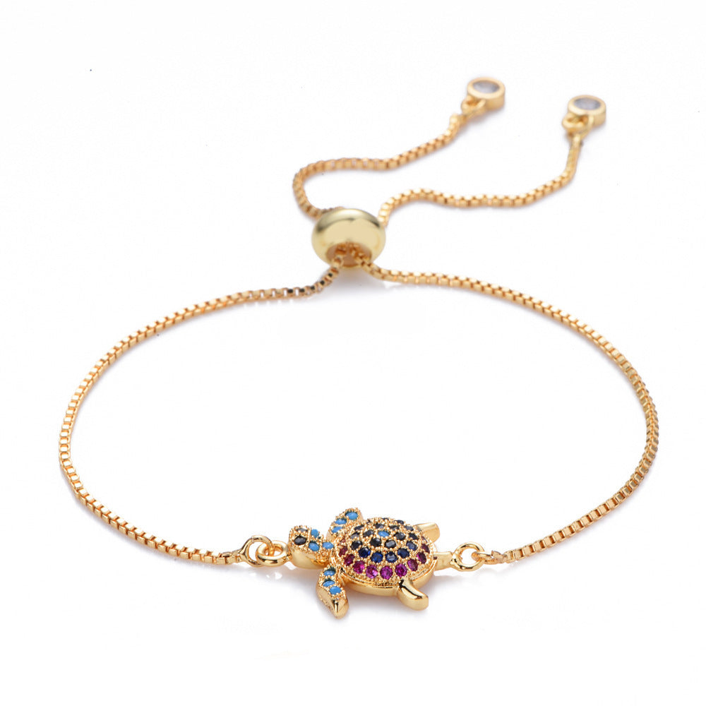 Tortuga Micro incrustaciones de color tortuga pulsera colgante