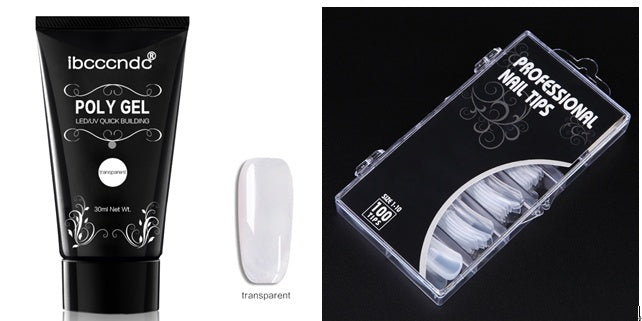 Extensión rápida e indolora del pegamento de cristal + caja de 100 piezas con cristal de uñas escalado