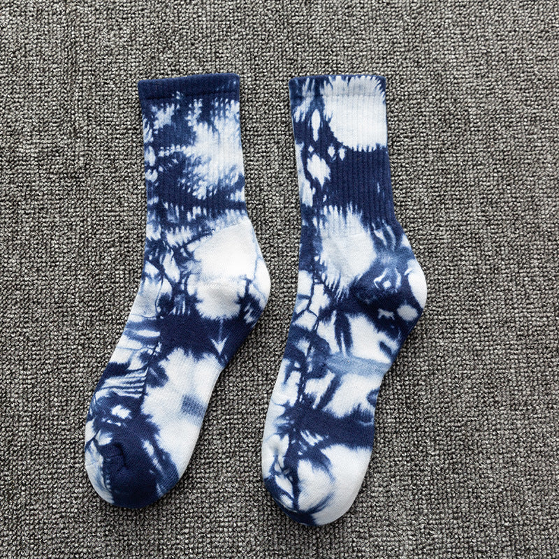Tie Dyed Stockings Men's Medium Tube Pure Cotton Thickened