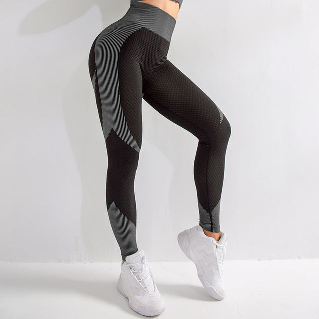 Pantalones sin costuras calados ajustados pantalones de chándal de Yoga