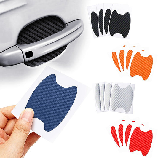 4 unids/set de puerta pegatinas de fibra de carbono resistente a los arañazos de coche con pegatinas