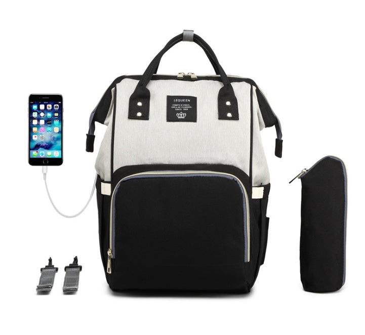 LEQUEEN bolsa de pañales de gran capacidad momia de lactancia mochilas de viaje cochecito de bebé cuidado del bebé maternidad bolso impermeable USB