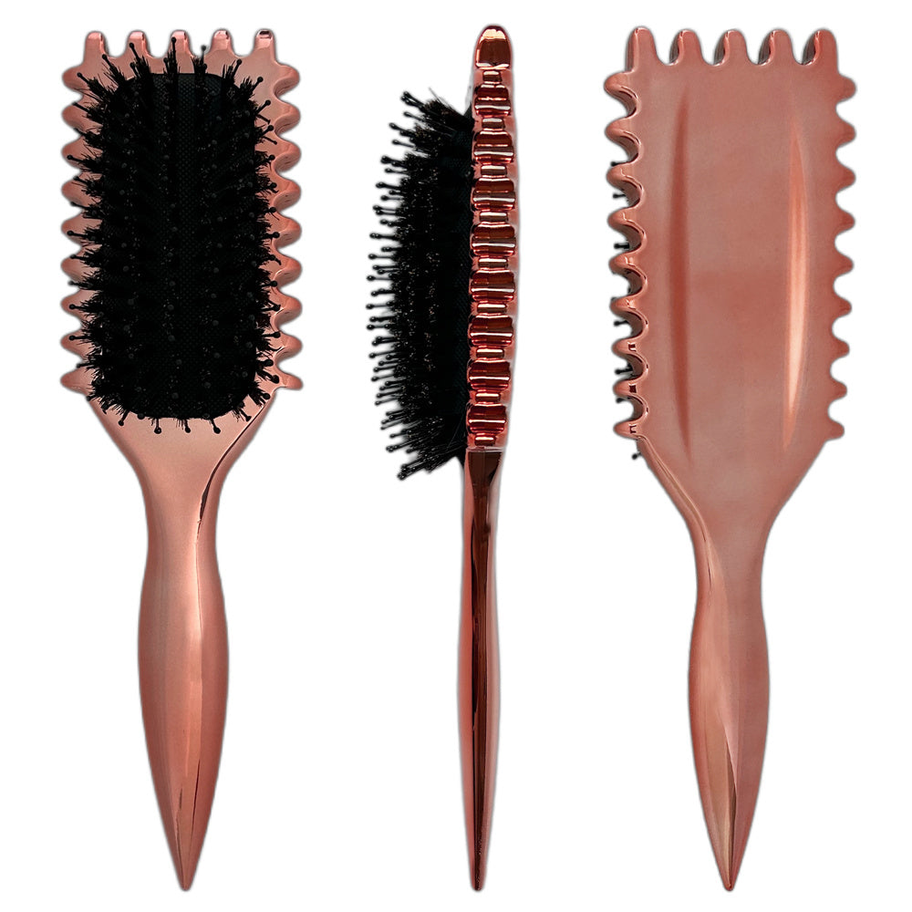 Gold Plated Curling  Brush, Curl Defining Brush, Curl Brush For Curly Hair, For Combing And Shaping Men's And Women's Curls To Reduce Pulling And Curl Separation