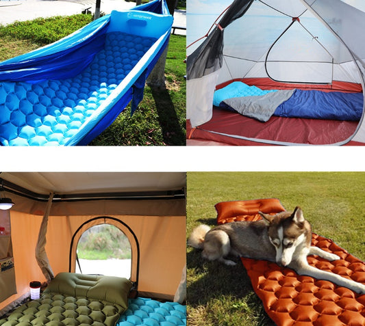 Colchoneta inflable de nido de abeja para acampar al aire libre