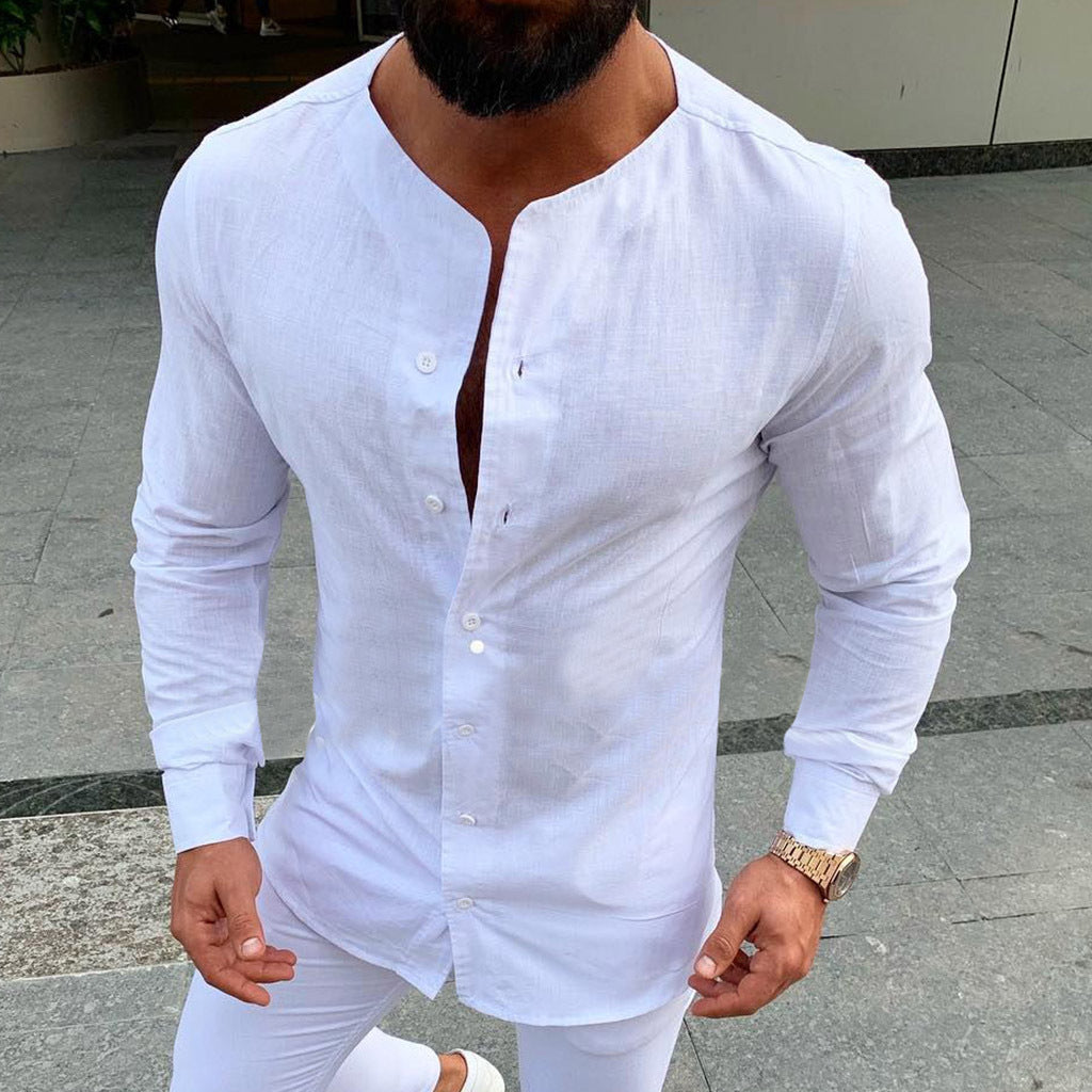European-American Style Linen Button Cardigan Man