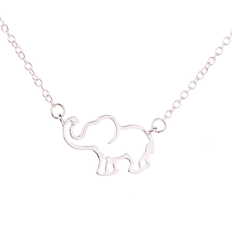 Elephant pendant necklace lucky hollow like clavicle chain