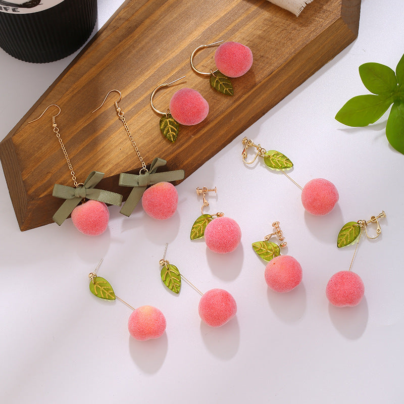 S925 Silver Needle Honey Peach Summer Girl Earrings