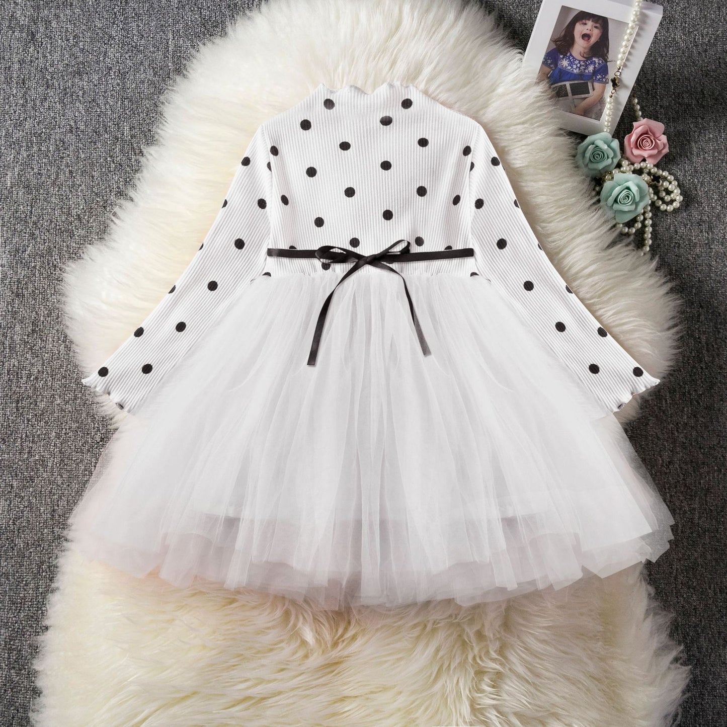 Vestido de niñas con lazo de cuerda flotante