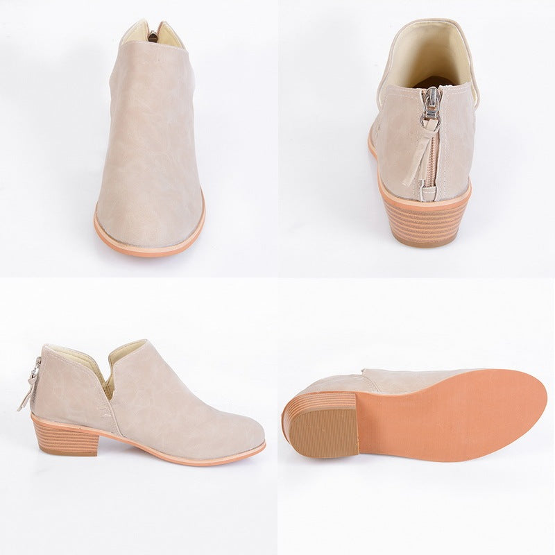 Otoño Mujer Zapatos Retro botas de tacón alto