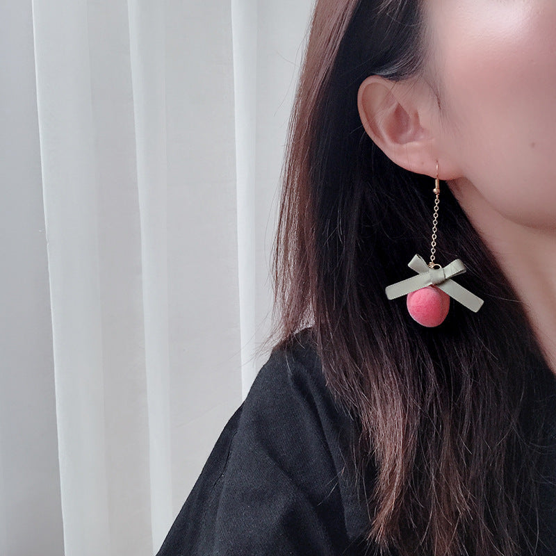S925 Silver Needle Honey Peach Summer Girl Earrings