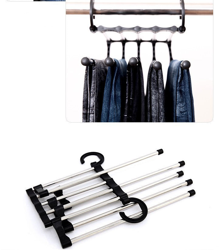 5 En 1 percha de armario multifuncional perchas de ropa pantalones de acero inoxidable mágico perchas de ropa para Perchero de ropa
