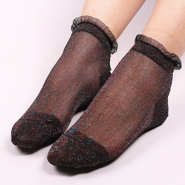 Ladies glitter lace socks