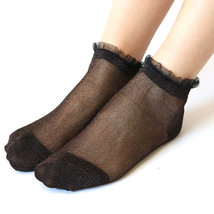 Ladies glitter lace socks