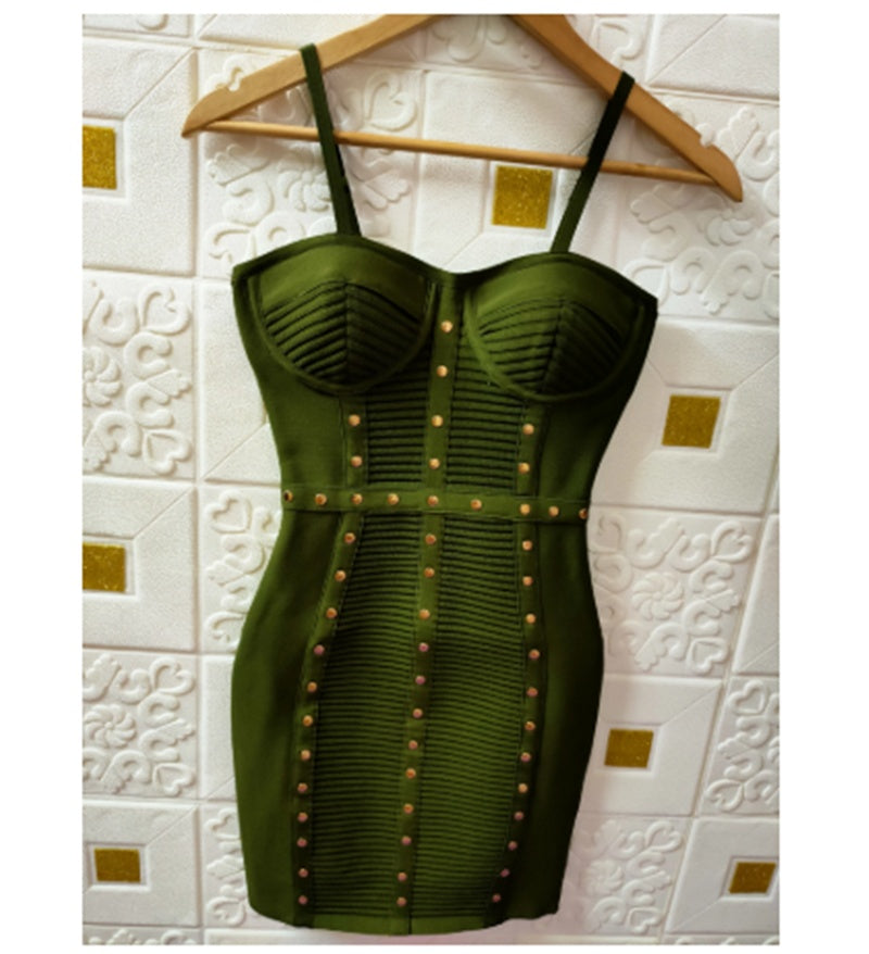 Fashion Handmade Beaded Sling Dress Bandage Short Skirt