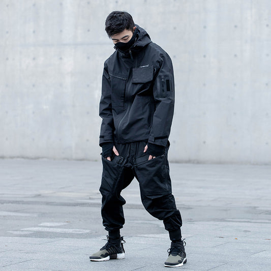 Tilted Zippered Hooded Jumper Man