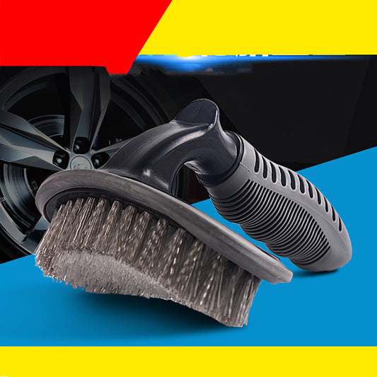 Car Wash Tire Brush With Soft Handle Steel Rim Wheel Hub Brush For Automobile