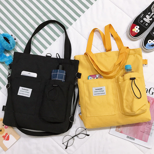 Bolso de lona cuadrado para mujer con un hombro inclinado