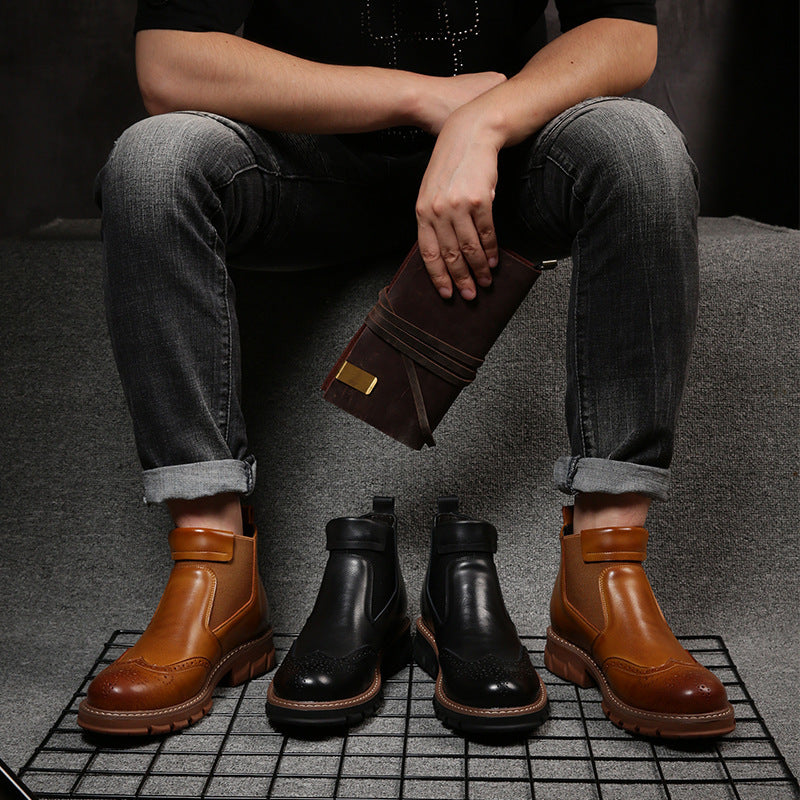Zapatos de tacón alto botas de cuero de nieve botas cortas de herramientas Brock American Martin