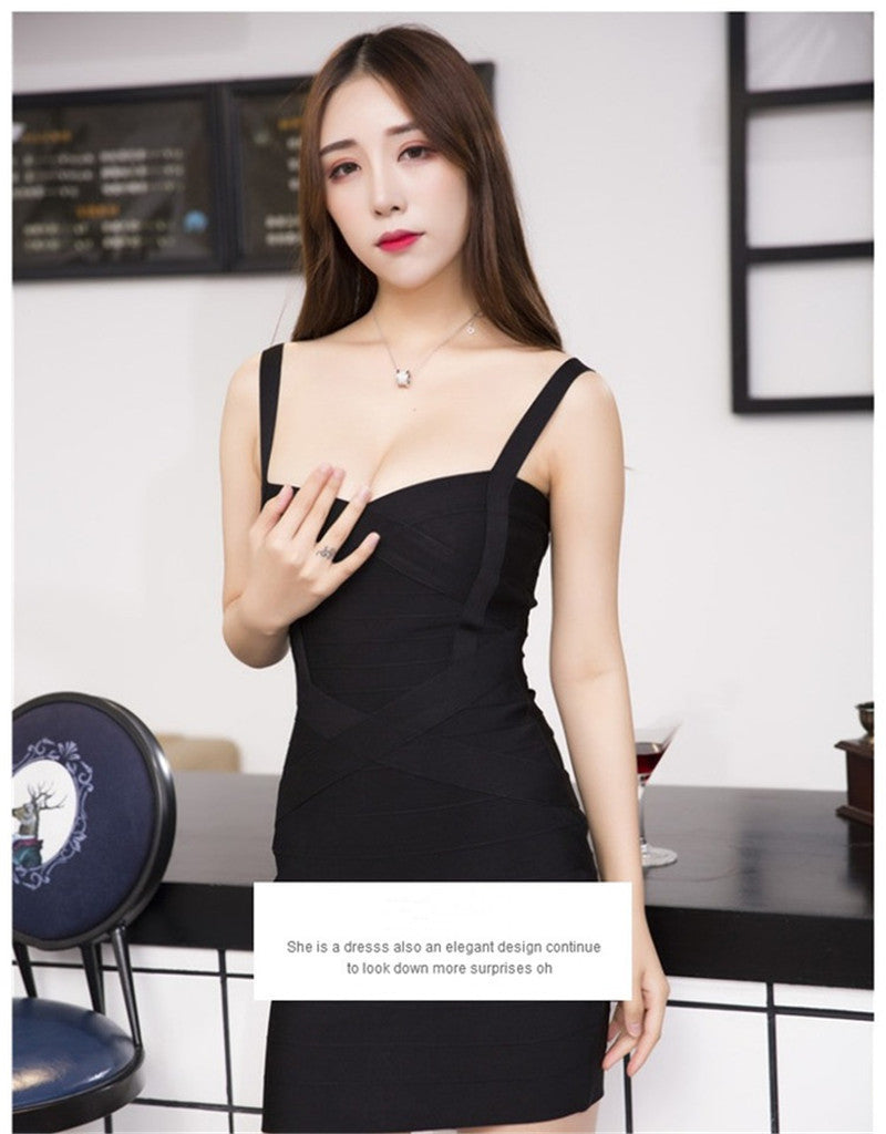 Sexy Sling V-neck Hip Tight-fitting Evening Dress