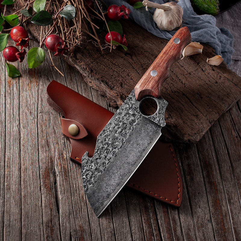 Forjado grande grueso anillo pequeño cuchillo de cocina cuchillo de corte cuchillo
