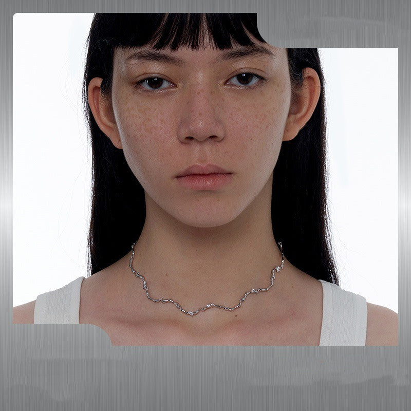 Collar ajustable de joyería con patrón de onda de diseño pequeño