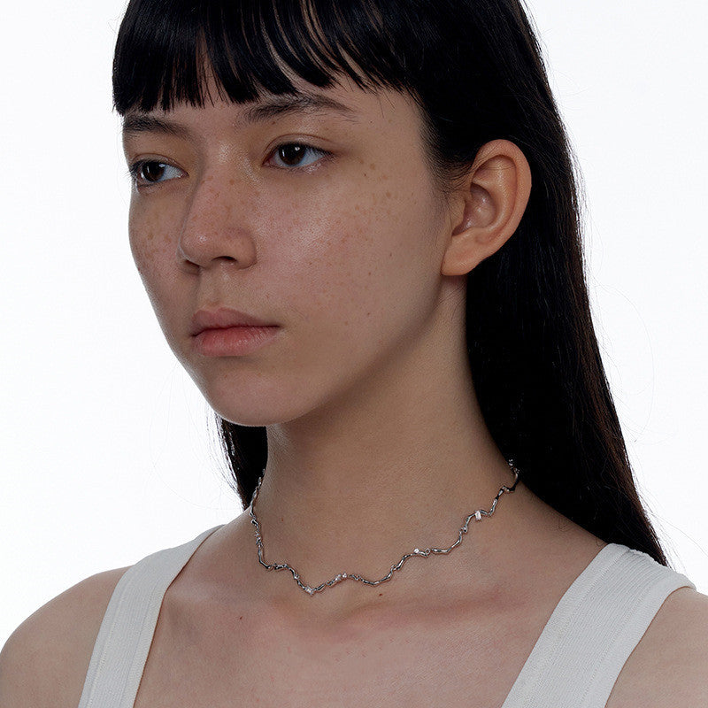 Collar ajustable de joyería con patrón de onda de diseño pequeño