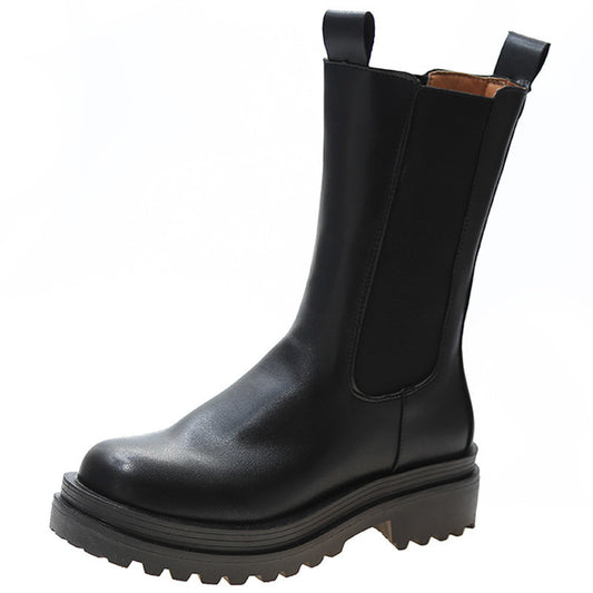 British Style Boots Thick-soled Elastic New