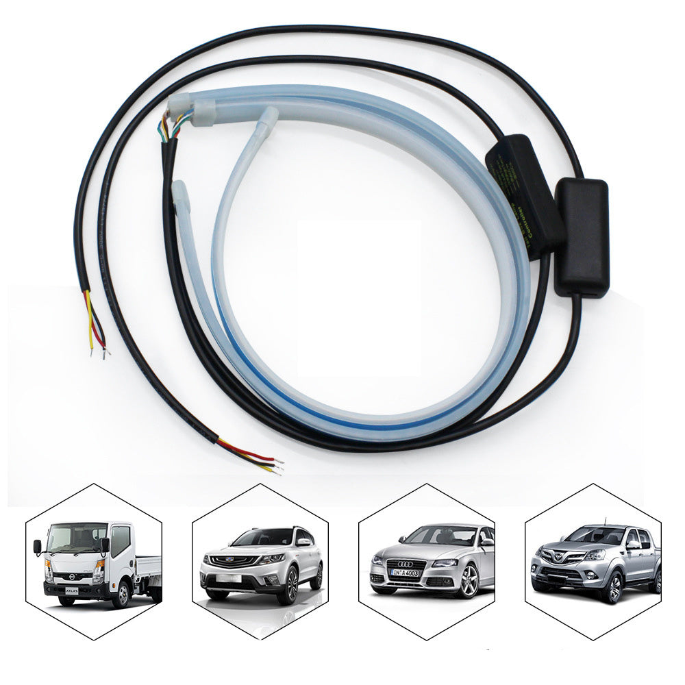 2 piezas Led DRL luces de circulación diurna para coche Flexible impermeable Auto señal de giro amarillo freno lateral faros luz coche accesorios