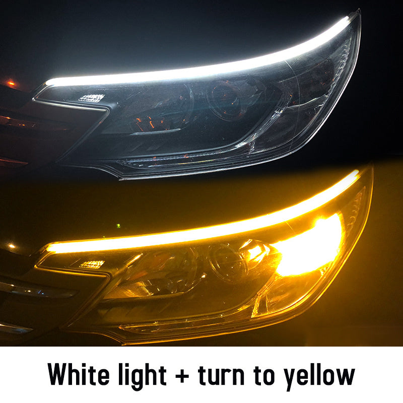 2 piezas Led DRL luces de circulación diurna para coche Flexible impermeable Auto señal de giro amarillo freno lateral faros luz coche accesorios