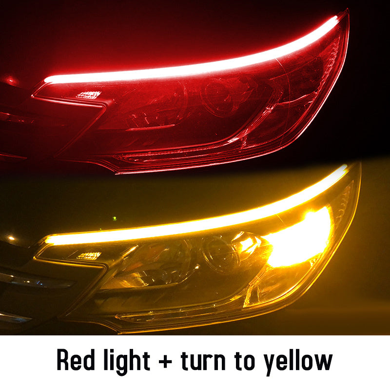 2 piezas Led DRL luces de circulación diurna para coche Flexible impermeable Auto señal de giro amarillo freno lateral faros luz coche accesorios