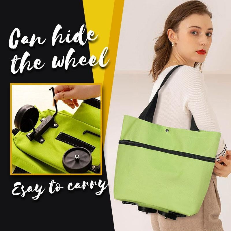 2 en 1 carrito de compras plegable con ruedas tela Oxford Premium multifunción bolsa organizador de alta capacidad