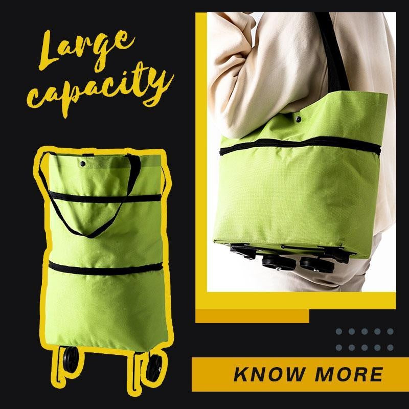 2 en 1 carrito de compras plegable con ruedas tela Oxford Premium multifunción bolsa organizador de alta capacidad